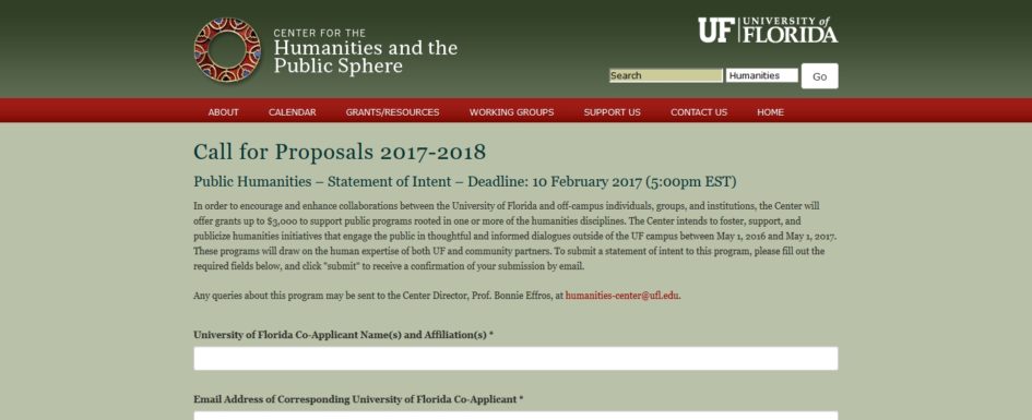 Humanities Call for Proposals Form